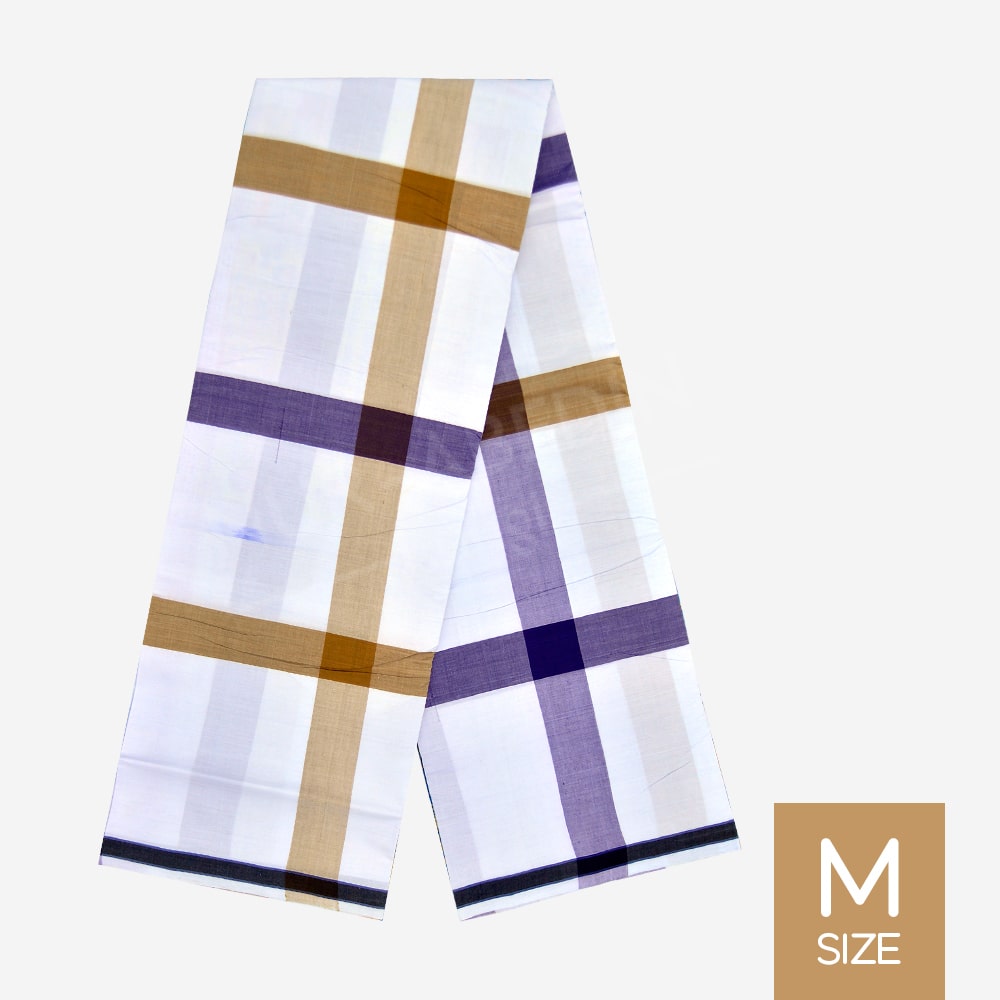 Khaki Purple Check Lungi