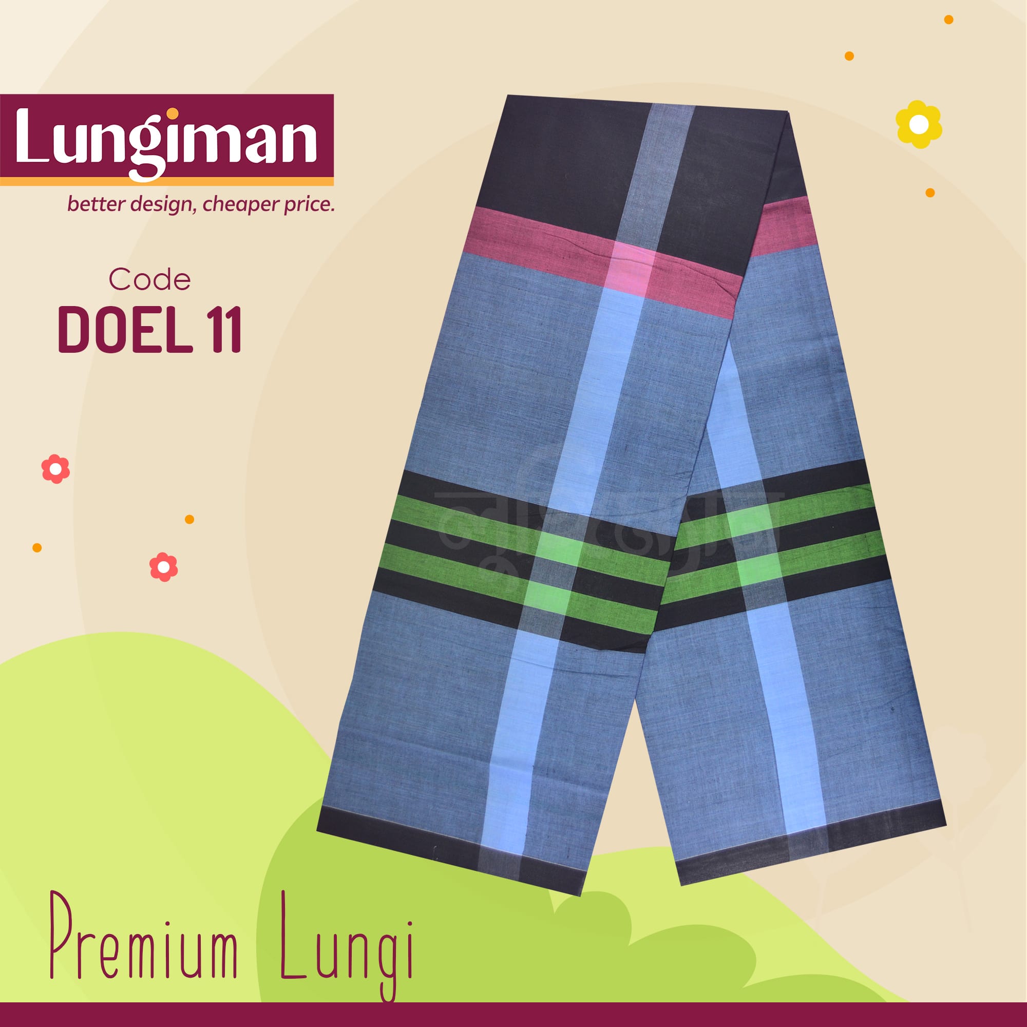 Purple Check Cotton Lungi
