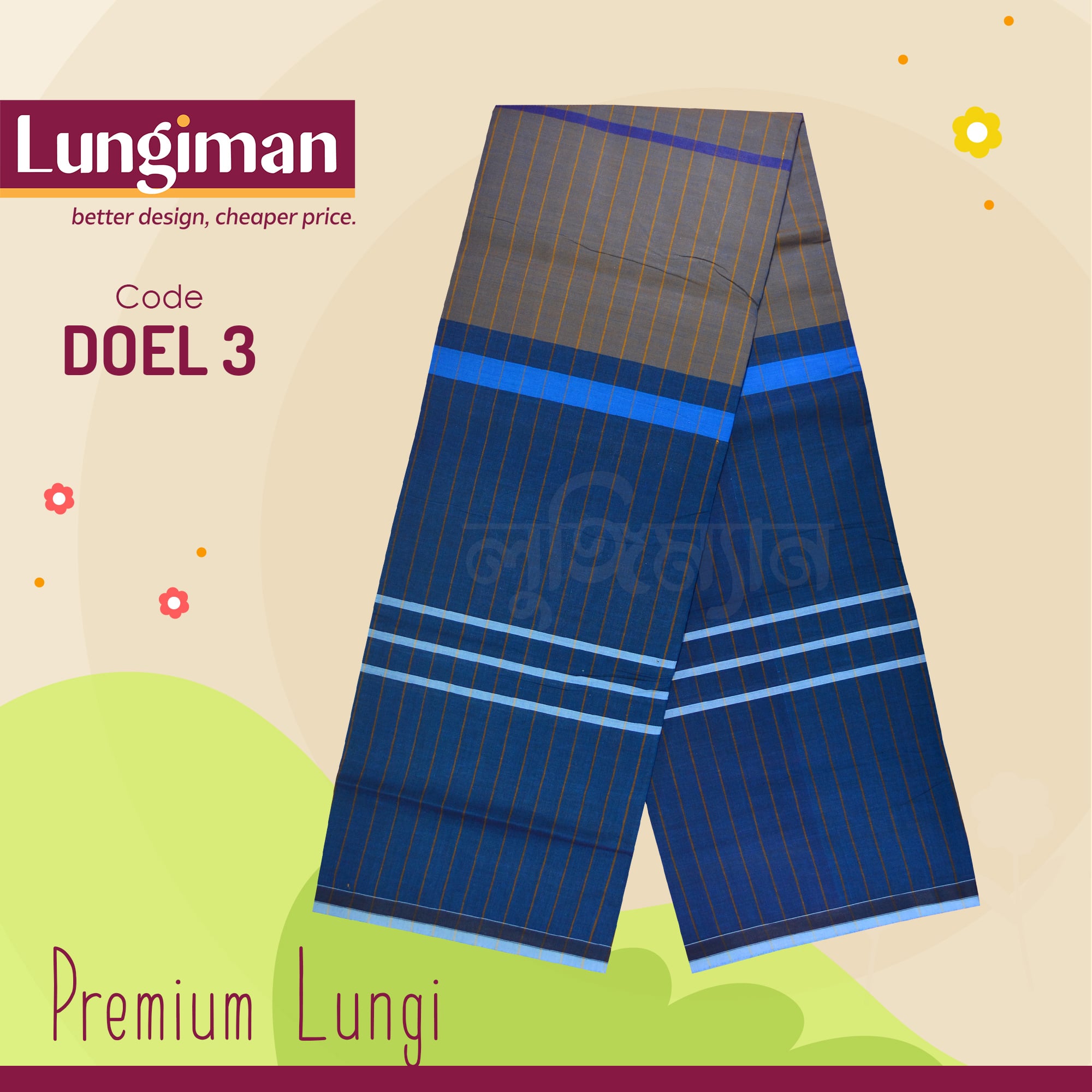 Navy Blue-Khaki Lungi